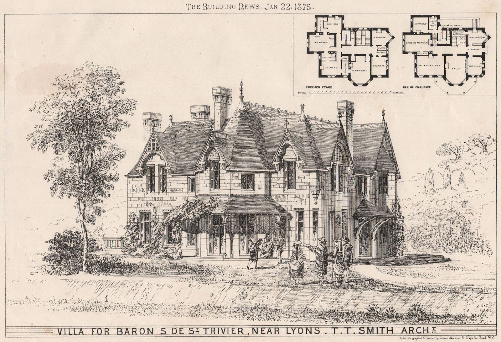 Villa for Baron S. de St. Trivier, near Lyons; T.T. Smith, Archt. Rhône 1875